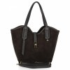 Elegancka Torebka Skórzana Shopper Bag Czekoladowa
